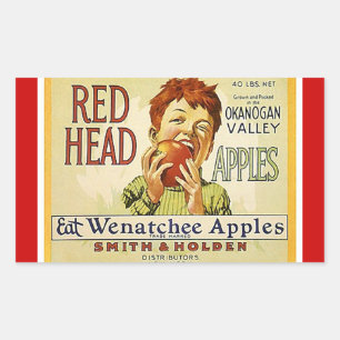 Aufkleber-Vintage Werbungs-rote Hauptäpfel Apple Rechteckiger Aufkleber