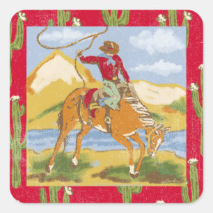 Aufkleber Vintage Western Rodeo Cowboy Wilder West