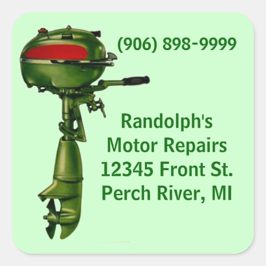 Aufkleber Vintager Outboard Motor Repair Shop Serv (Vorderseite)