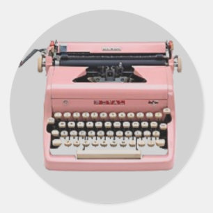 Aufkleber - Vintager rosa Schreibmaschine