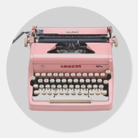 Aufkleber - Vintager rosa Schreibmaschine (Vorderseite)