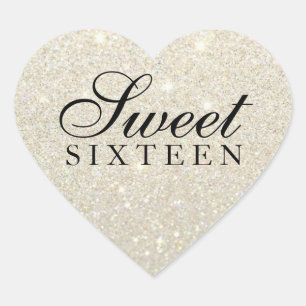 Aufkleber - Weißer Glitzer Fab Sweet 16