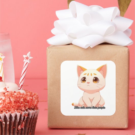 Aufkleber- Wie Katzen mehr als Menschen Quadratischer Aufkleber (Party)