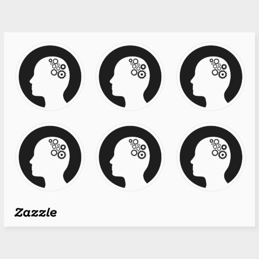 Aufkleber | Zahnräder im Gehirn (Blatt)