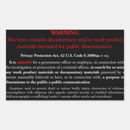 Aufkleber zum Datenschutzgesetz, schwarzes Rechtec (Vorderseite)