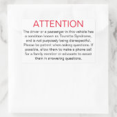 Aufkleber zum Mitteilen der Polizei an Tourette (Tasche)