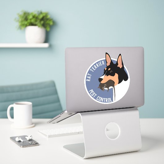 Aufkleber zur Kontrolle von Rattenfängern (Laptop auf Schreibtisch)