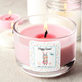 Aufklebername | 1.5-in Happy Oaster Miss Bunny Quadratischer Aufkleber