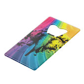 Aufladen des Bull-Elefanten auf Wirblem Regenbogen Geldkarten Flaschenöffner (Vorderseite Schrägansicht)