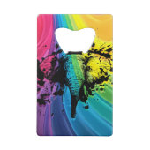 Aufladen des Bull-Elefanten auf Wirblem Regenbogen Geldkarten Flaschenöffner (Rückseite)
