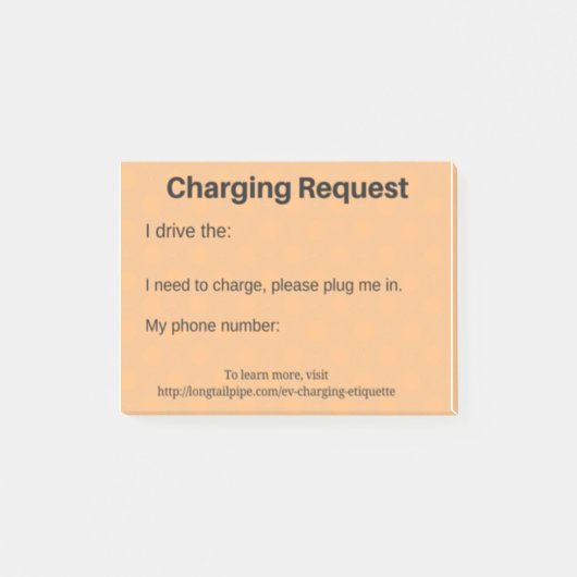 Aufladenantrag des elektrischen Autos Post-it Klebezettel (Vorderseite)