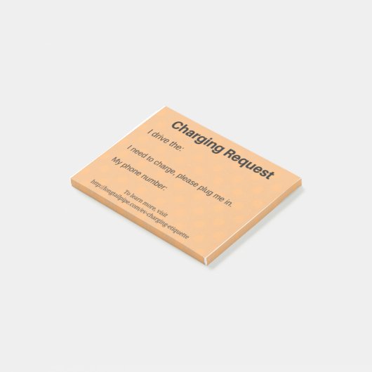 Aufladenantrag des elektrischen Autos Post-it Klebezettel (angewinkelt)
