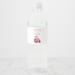 Auflesbare Geburtsdatum Pink Traktor Wasser Flasch Wasserflaschenetikett