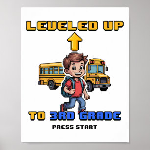 Aufleveln der 3. Klasse Zurück zur Schule Lustiger Poster