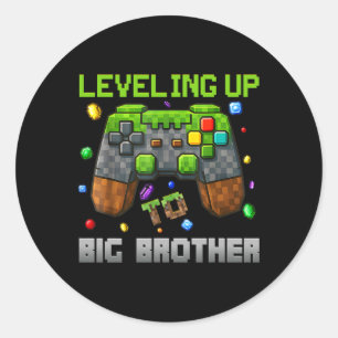 Aufleveln zum großen Bruder-Shirt Lustiger Gamer P Runder Aufkleber