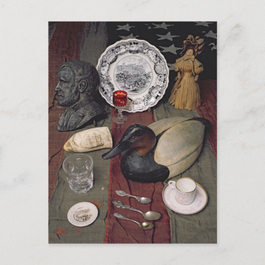 Auflistung von Objekten, einschließlich einer Tass Postkarte (Vorderseite)