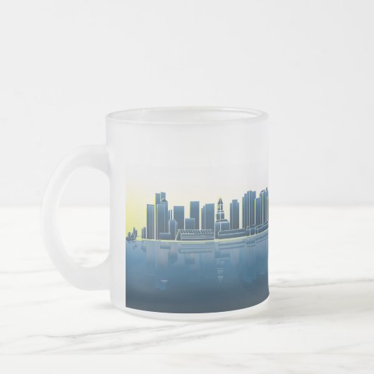 Aufmerksame Bostonskyline-Tasse Mattglastasse (Links)