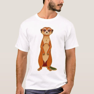 Aufmerksames Erdmännchen Im Wachposten-Stil T-Shirt