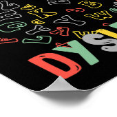 Aufmerksamkeit Alphabet Regenbogen Silver Ribbon R Poster (Ecke)