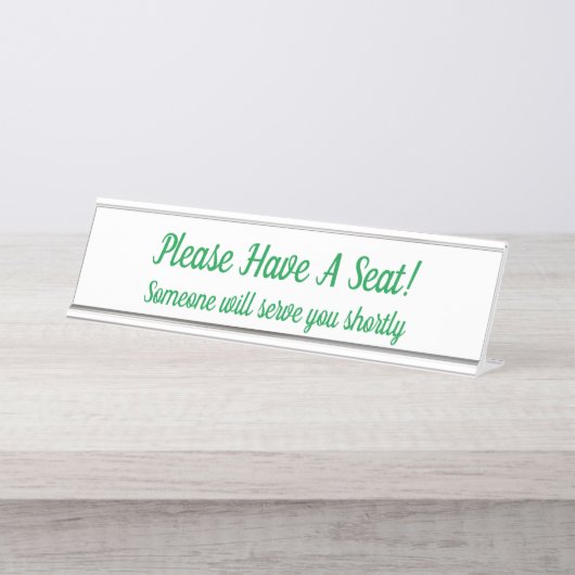 Aufmerksamkeit erregend "Bitte setzen Sie sich!" Schreibtischnamensplakette (Vorderseite )