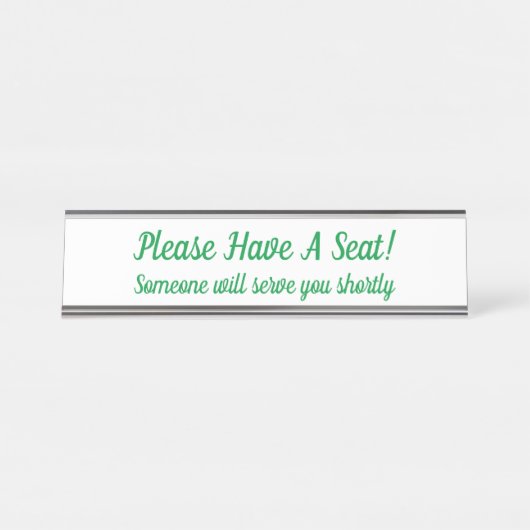 Aufmerksamkeit erregend "Bitte setzen Sie sich!" Schreibtischnamensplakette (Vorderseite )