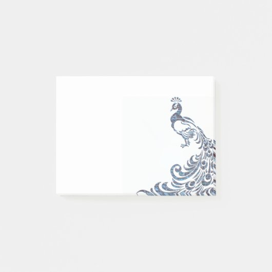 Aufmerksamkeit für De Schwanz Blue Peacock Post-it Klebezettel (Vorderseite)