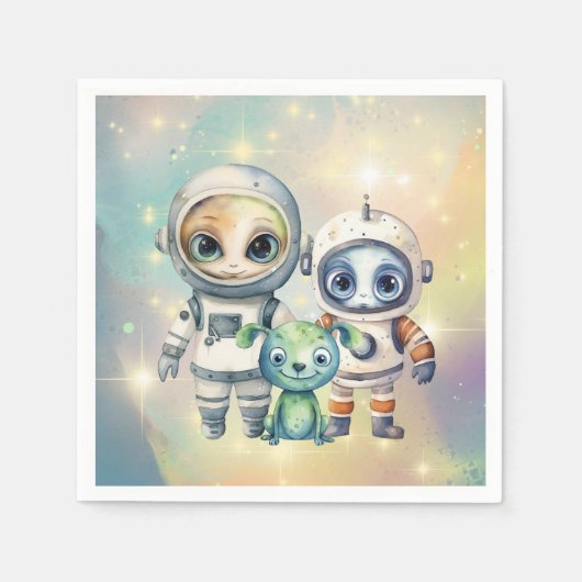 Aufmerksamkeit Intergalaktisch Schlicht Geburtstag Serviette (Vorderseite)