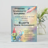 Aufmerksamkeit Intergalaktische Geburtstagseinladu Einladung (Stehend Vorderseite)