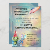 Aufmerksamkeit Intergalaktische Geburtstagseinladu Einladung (Vorne/Hinten)