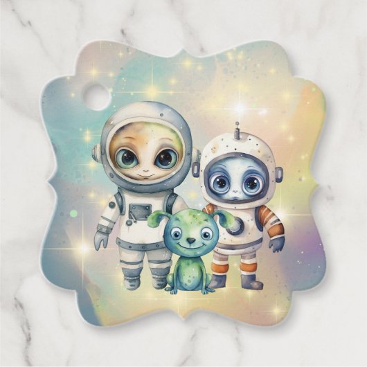 Aufmerksamkeit Intergalaktische Schlichte Geburtst Geschenkanhänger (Vorderseite)