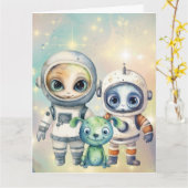 Aufmerksamkeit Intergalaktische Schlichte Geburtst Karte (Gelbe Blume)