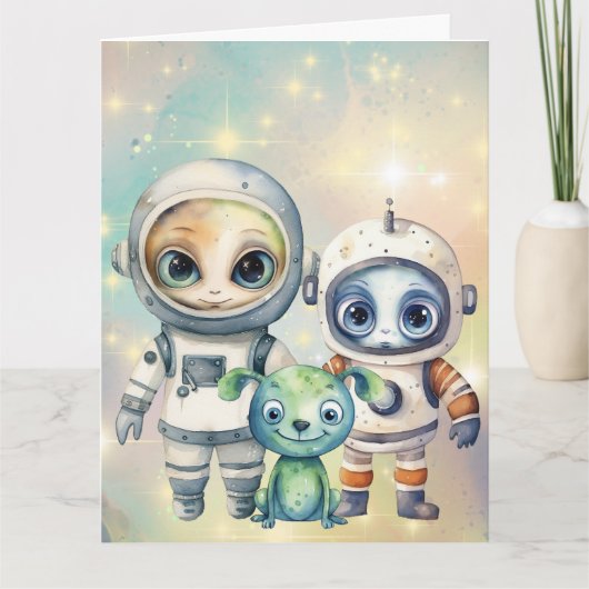 Aufmerksamkeit Intergalaktische Schlichte Geburtst Karte (Vorderseite)