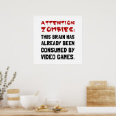 Aufmerksamkeit Zombies Videospiele Poster (Küche)