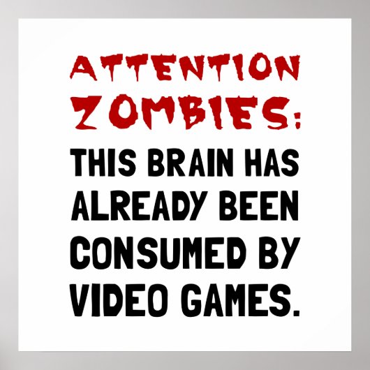 Aufmerksamkeit Zombies Videospiele Poster (Vorne)