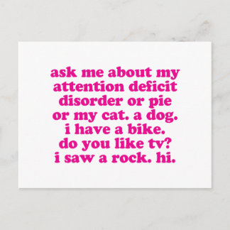 Aufmerksamkeitsdefizit-Zitat ADD ADHD - Pink Postkarte