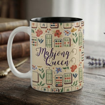 Aufmunternde Creme Floral Watercolor Mahjong König
