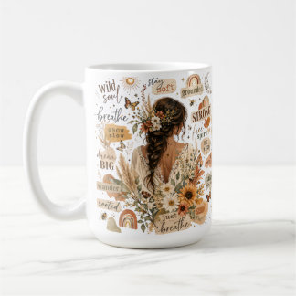 Aufmunternde florale Bejahung Aquarell Boho Chic Kaffeetasse