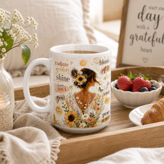 Aufmunternde florale Bekräftigung Aquarell-Kunstwe Kaffeetasse