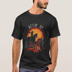 Aufmüpfige Vintage-Kunst Western Wüsten Reitpferd T-Shirt