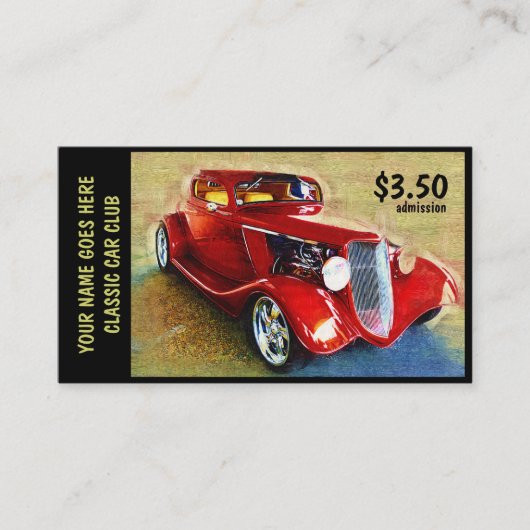 Aufnahme-Karte für klassische Auto-Show oder Visitenkarte (Vorderseite)