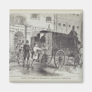 Aufnehmende Gefangene Gefängnis-Vans am Haus von Magnet