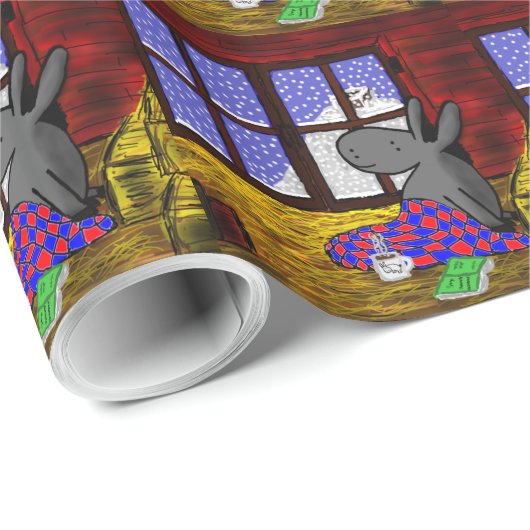 aufpassender Schnee des Esels Geschenkpapier (Rolleneckpunkt)