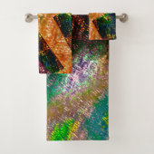 Aufprallung der farbigen Schichten mit rustikalem Badhandtuch Set (Insitu)