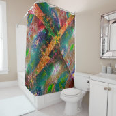 Aufprallung der farbigen Schichten mit rustikalem  Duschvorhang (Beispiel)