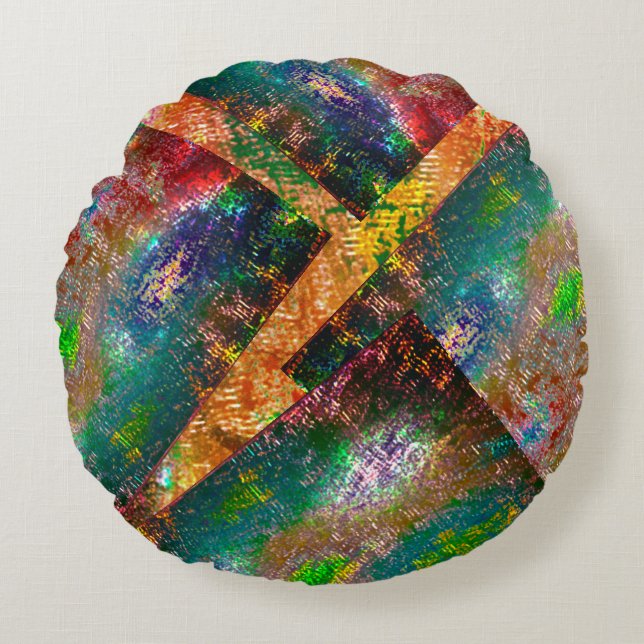 Aufprallung der farbigen Schichten mit rustikalem  Rundes Kissen (Vorderseite)