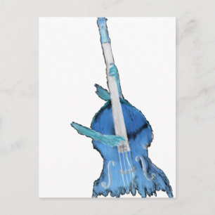 Aufrecht Bass, gespielt von zwei Händen, blaue Umk Postkarte