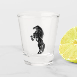 Aufrecht stehendes Schwarzes Wildpferd Schnapsglas