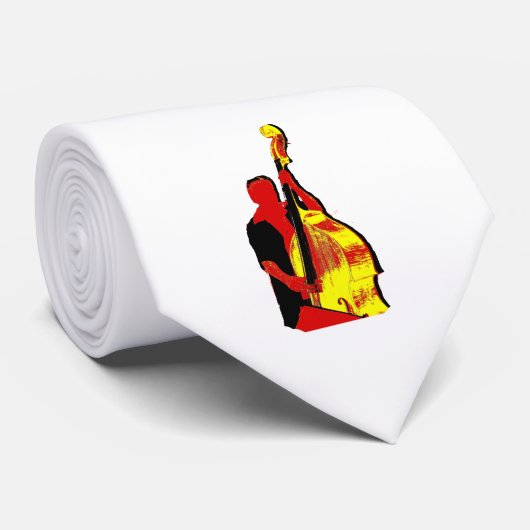 Aufrechter Bass-Spieler-Bild-Entwurf rot und gelb Krawatte (Gerollt)