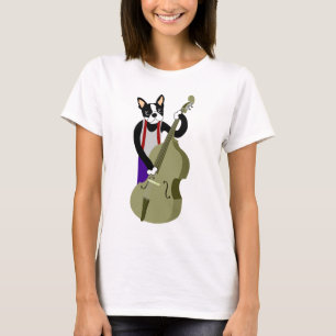 Aufrechter Bass-Spieler Bostons Terrier T-Shirt