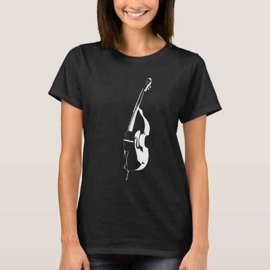 Aufrechtes Bass-Silhouette-T - Shirt-Schwarzes T-Shirt (Vorderseite)